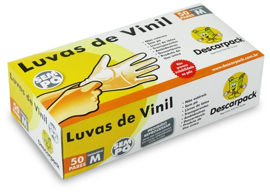 LUVA DE PROCEDIMENTO VINÍLICA SEM PÓ - PEQUENA - 100 UNID
